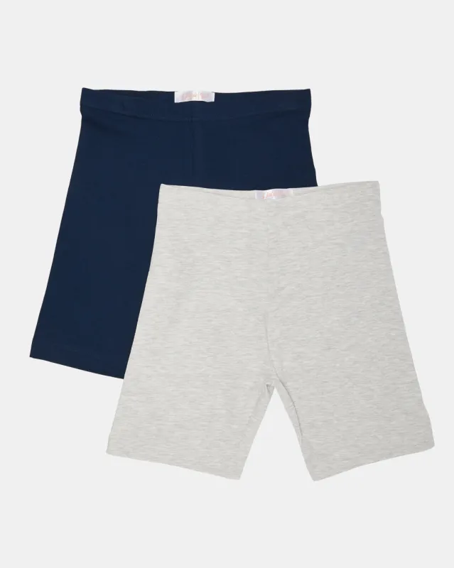 Senior Girls Navy And Grey Cycling Shorts (Pack of 2) sold by Redtag