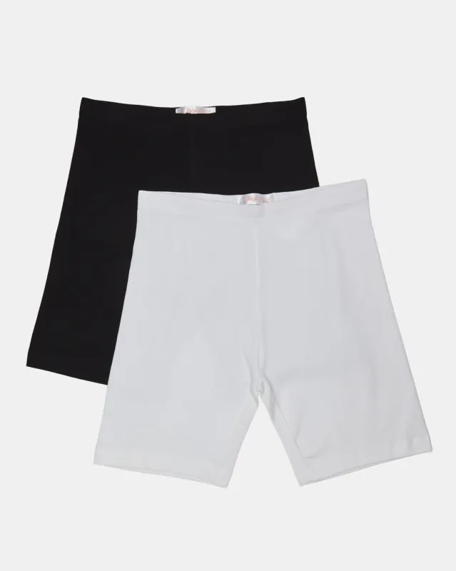 Senior Girls White And Black Cycling Shorts (Pack of 2) sold by Redtag