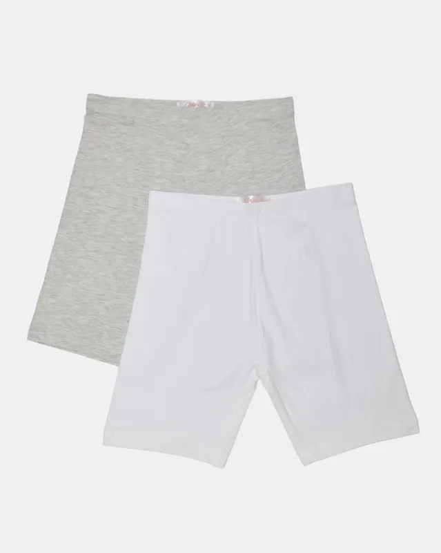 Senior Girls White And Grey Cycling Shorts (Pack of 2) sold by Redtag