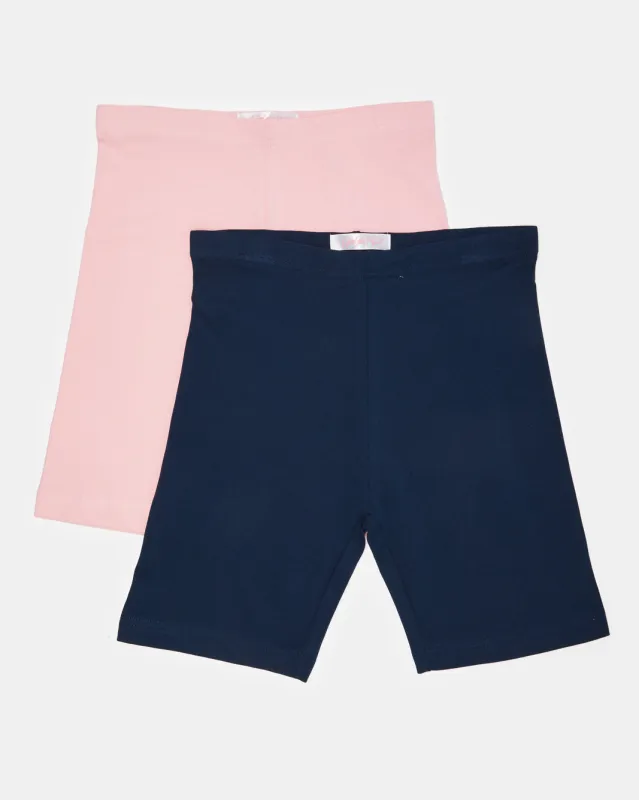 Senior Girls Navy And Pink Cycling Shorts (Pack of 2) sold by Redtag