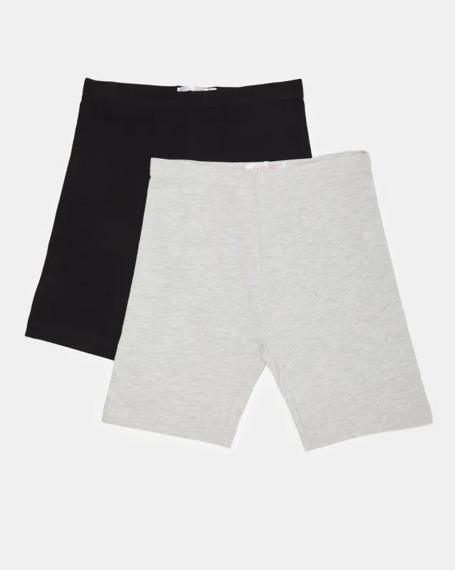 Senior Girls Grey And Black Cycling Shorts (Pack of 2) sold by Redtag