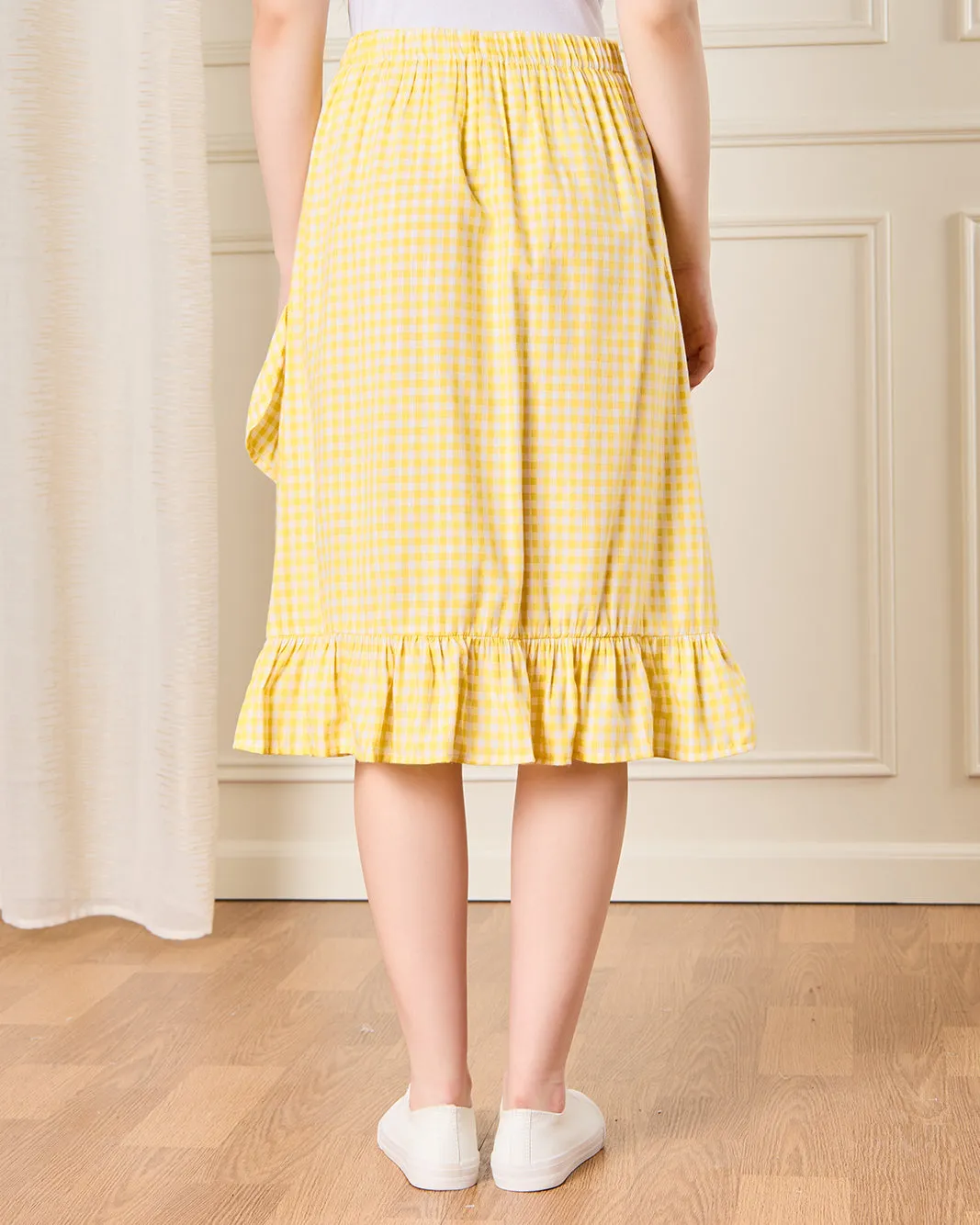 Senior Girls Yellow Checkered Skirt sold by Redtag product image thumbnail 3