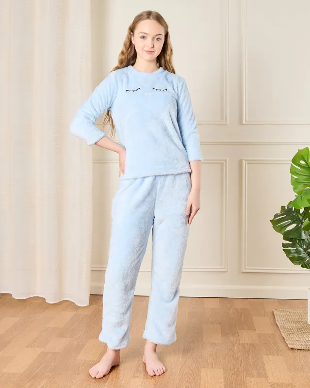 Senior Girls Blue Embellished Pyjama Set (2 Piece) sold by Redtag