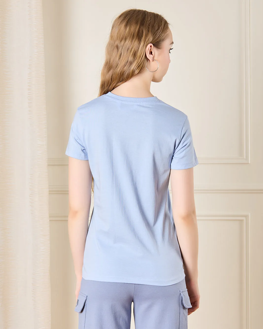 Senior Girls Blue Printed Casual T-Shirt sold by Redtag product image thumbnail 3