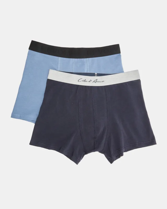 Men Navy And Blue Solid Boxer Brief Set (Pack of 2) sold by Redtag
