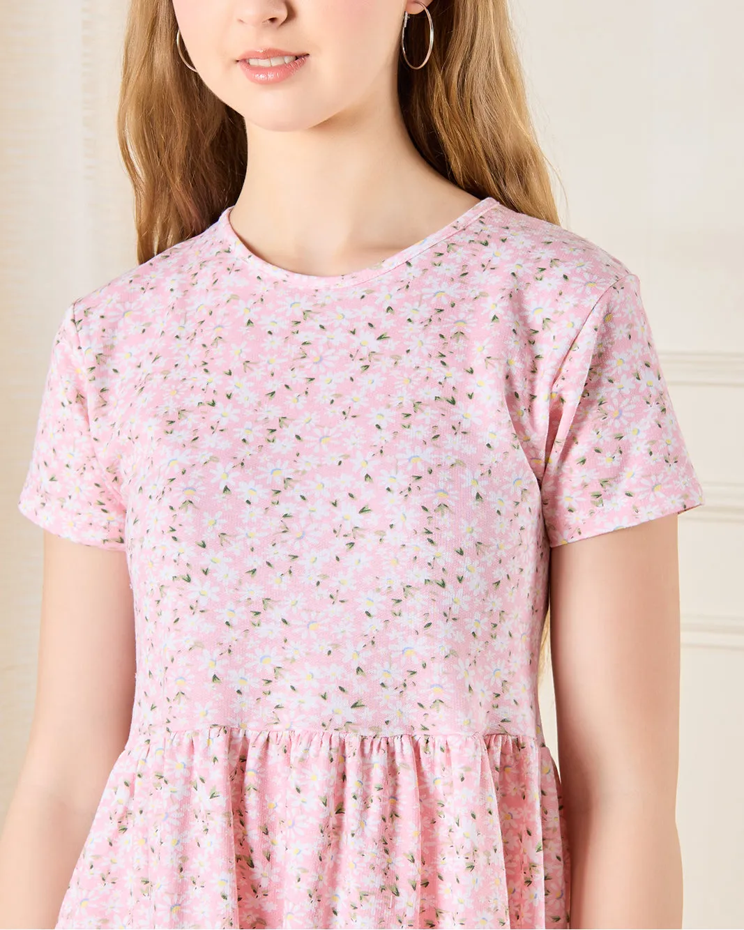 Senior Girls Pink Floral Print Knitted Dress sold by Redtag product image thumbnail 4
