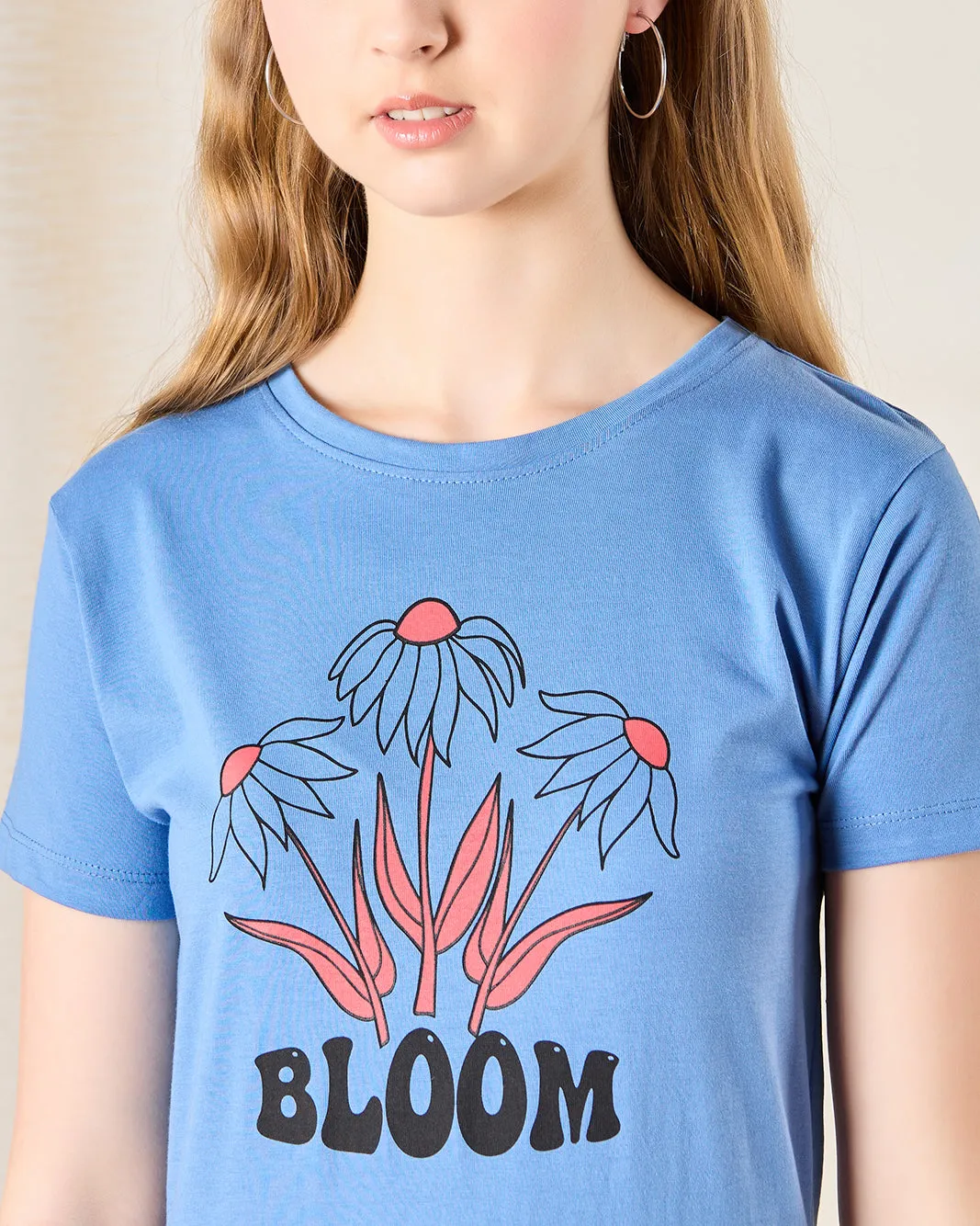 Senior Girls Blue Bloom Print T-Shirt sold by Redtag product image thumbnail 4