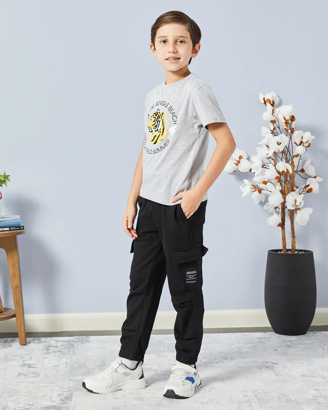 Boys Black Cargo Pocket Track Pants sold by Redtag product image thumbnail 2