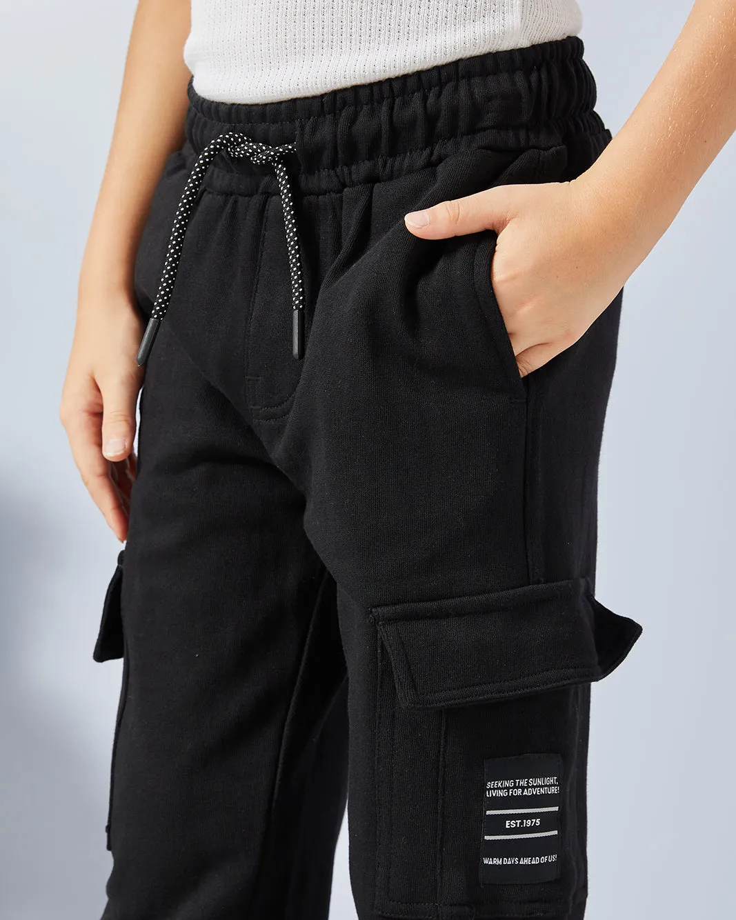 Boys Black Cargo Pocket Track Pants sold by Redtag product image thumbnail 4