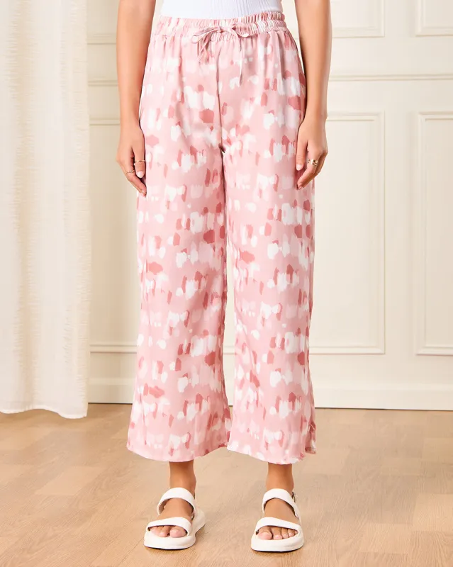 Women Pink Printed Casual Trousers sold by Redtag