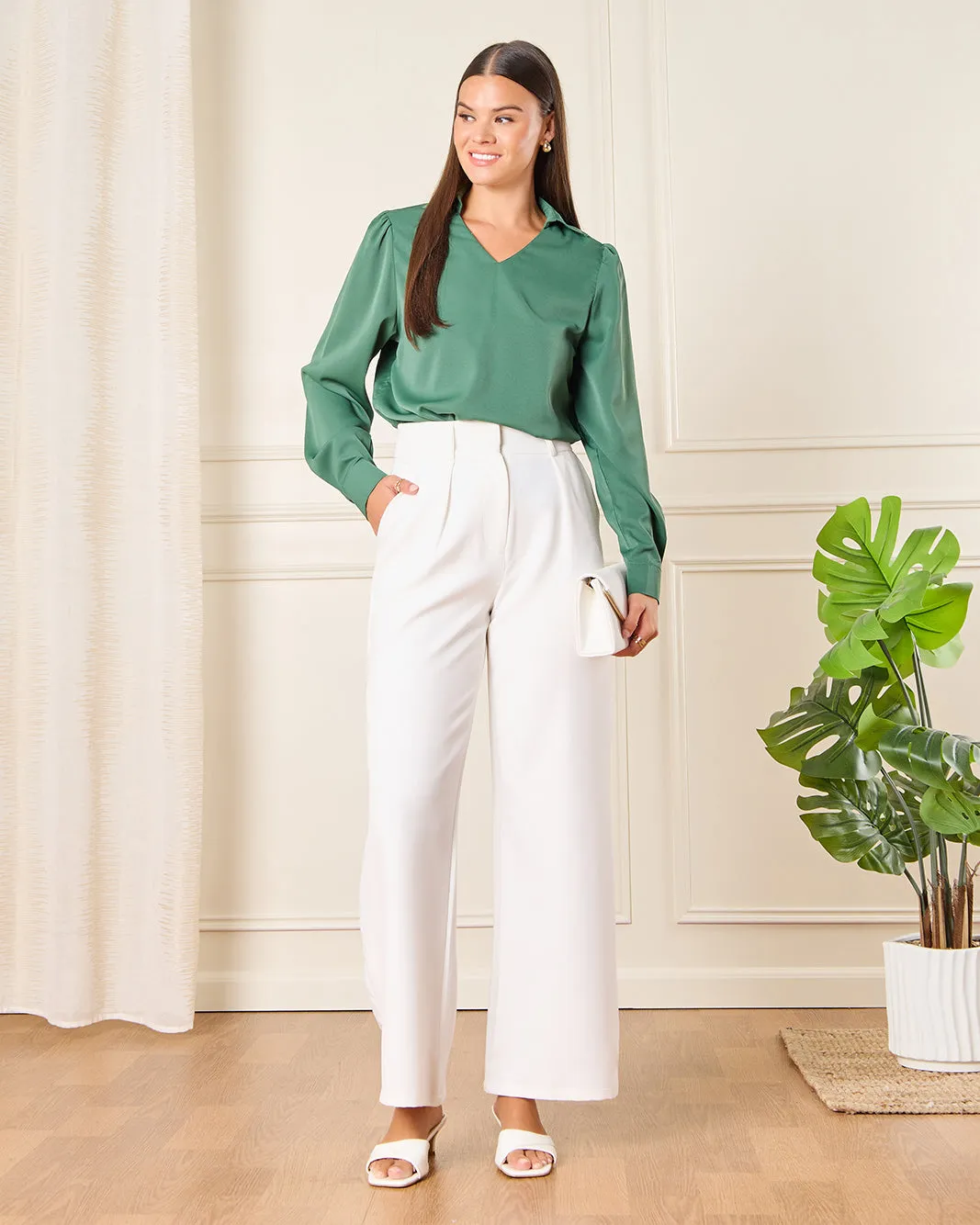 Women Green Solid Casual Blouse sold by Redtag product image thumbnail 2