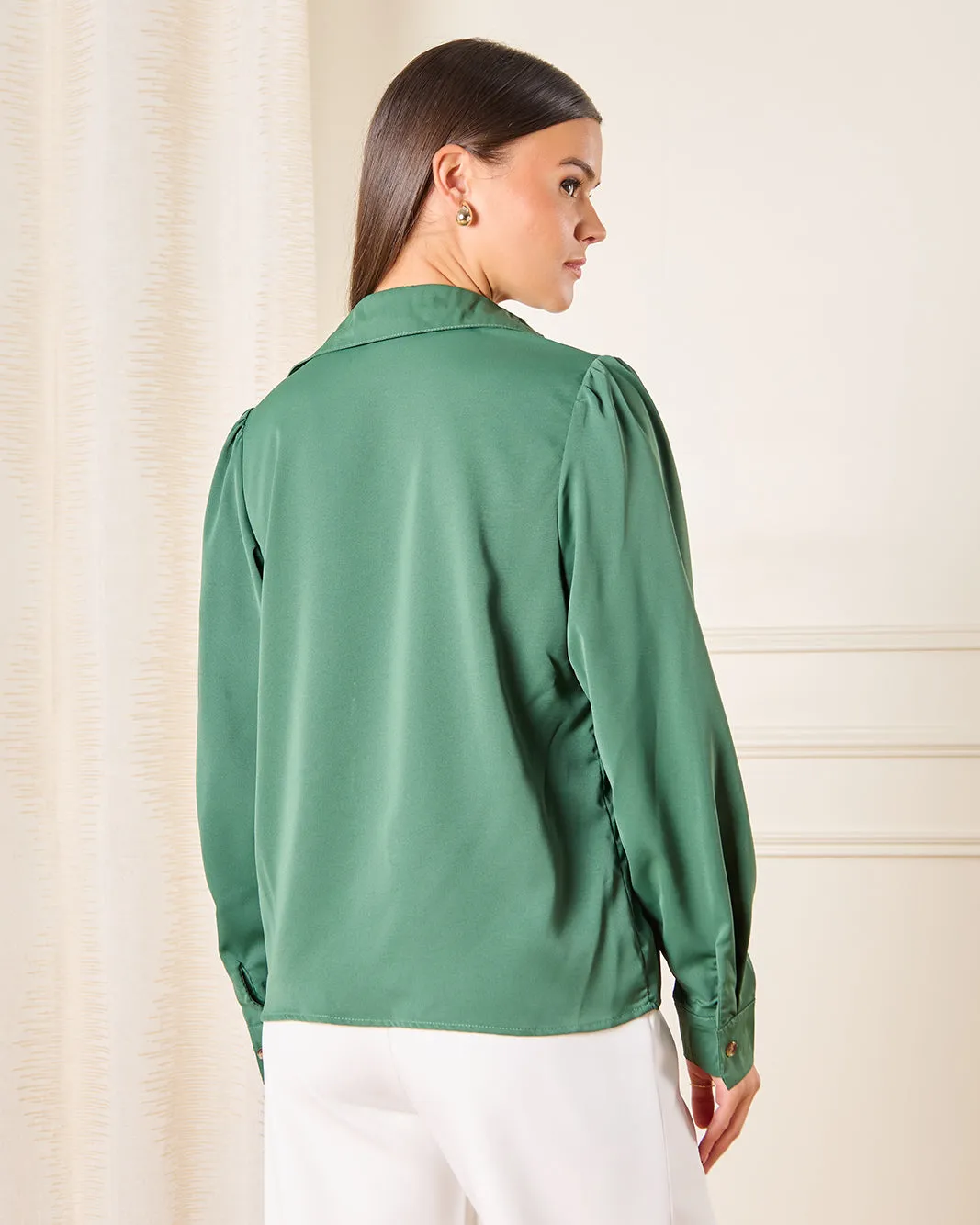 Women Green Solid Casual Blouse sold by Redtag product image thumbnail 3