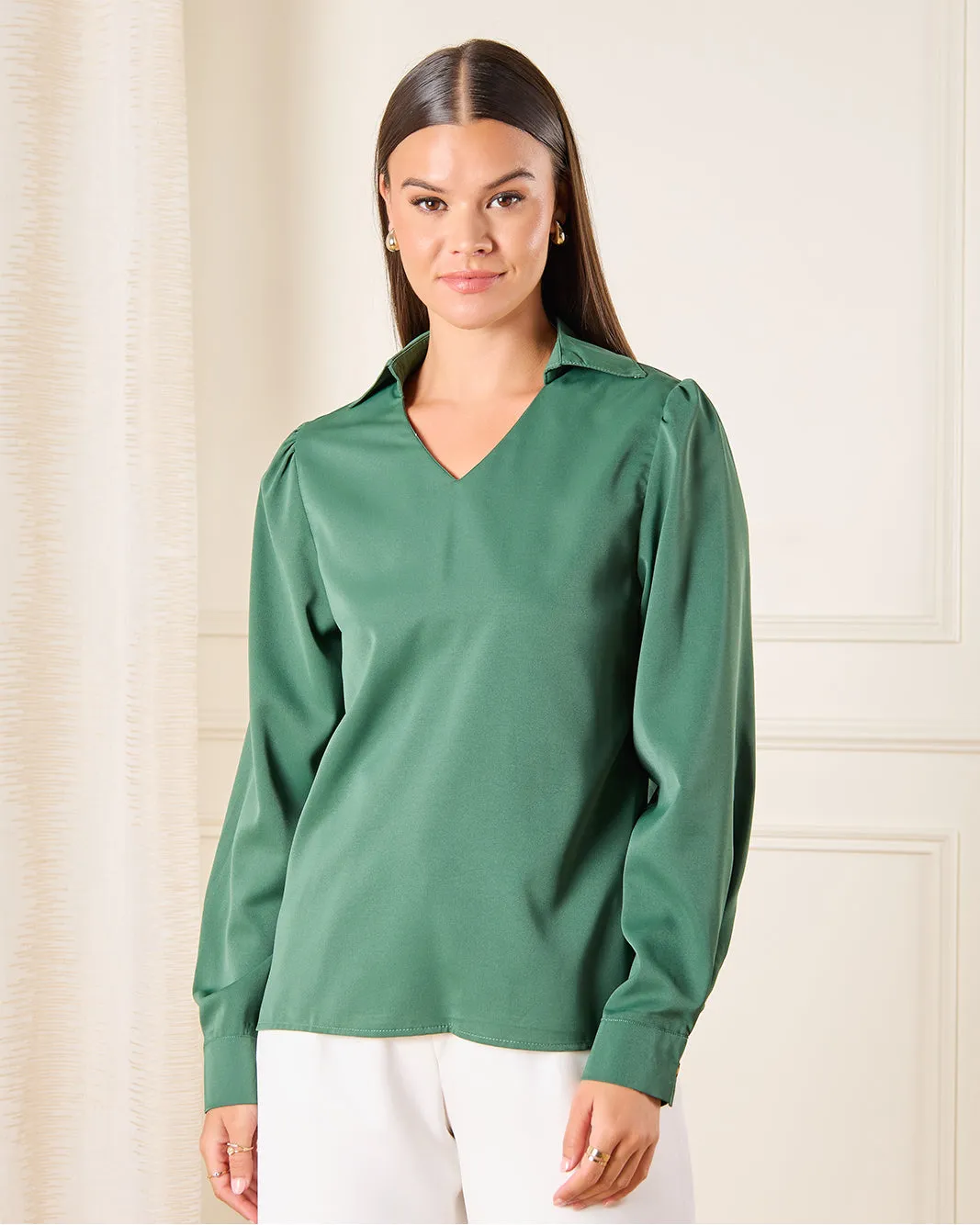 Women Green Solid Casual Blouse sold by Redtag