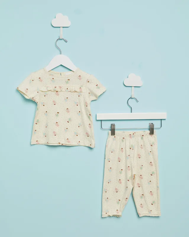 Infant Girls Ivory Printed Pyjama Set(2 Piece) sold by Redtag