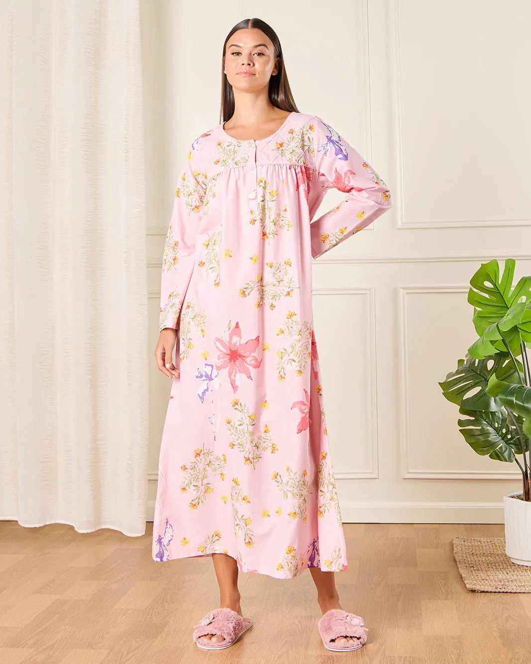 Women Pink Floral Print Nightgown sold by Redtag