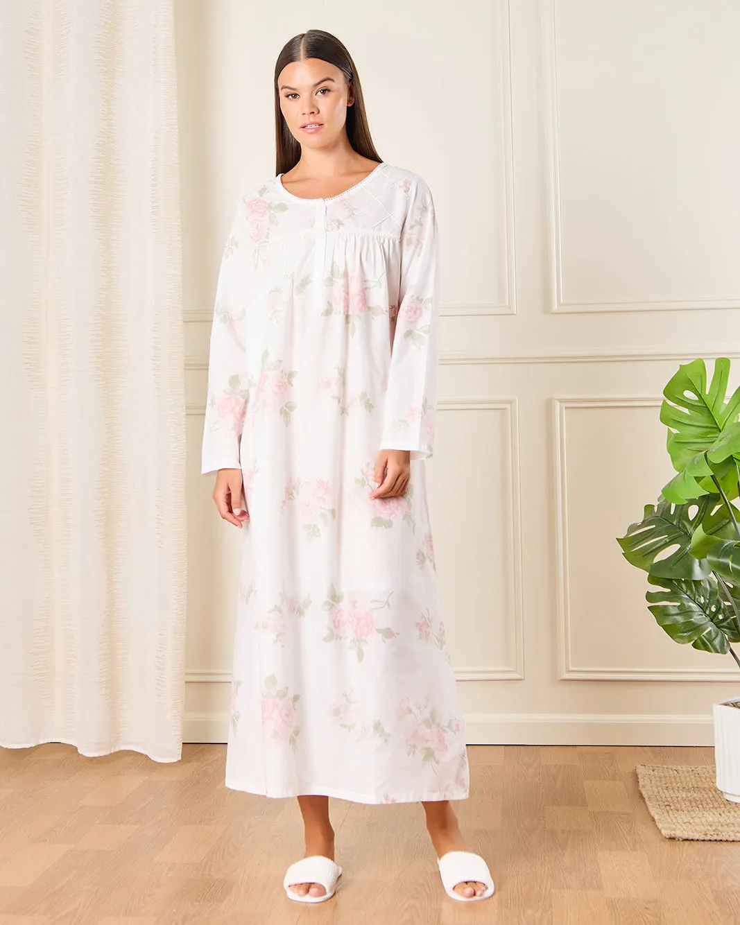Women White Floral Print Nightgown sold by Redtag