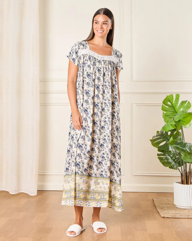Women Multicolour Short Sleeved Print Nightgown sold by Redtag