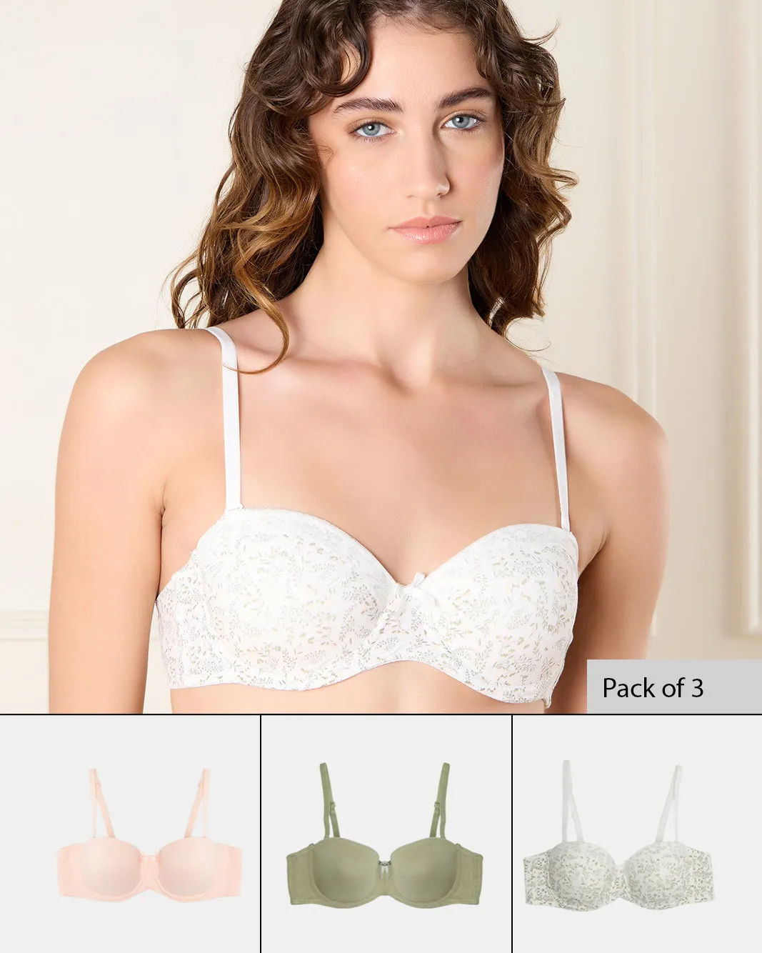Women Assorted Printed Balconette Bras Set (Pack of 3) sold by Redtag