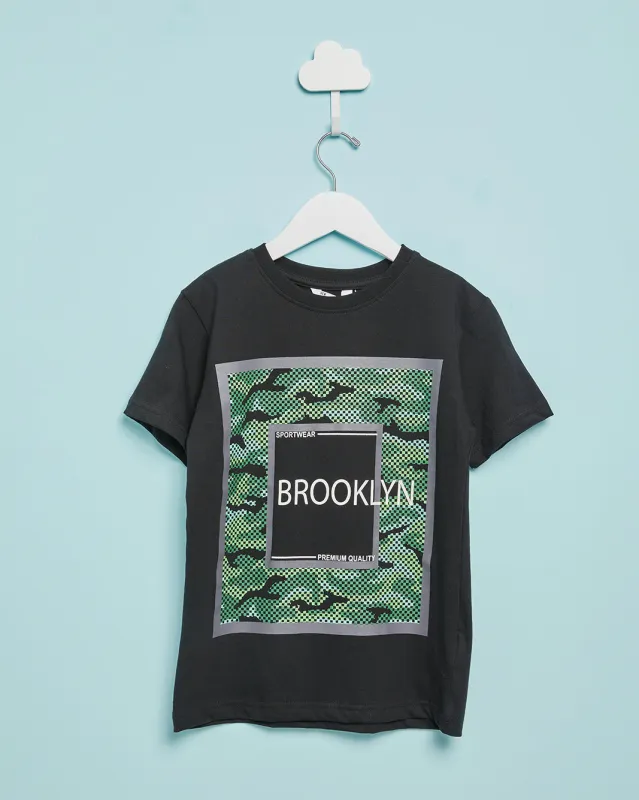 Senior Boys Black Printed T-Shirt sold by Redtag