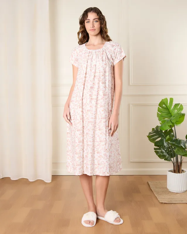 Women Ivory Printed Nightgown sold by Redtag