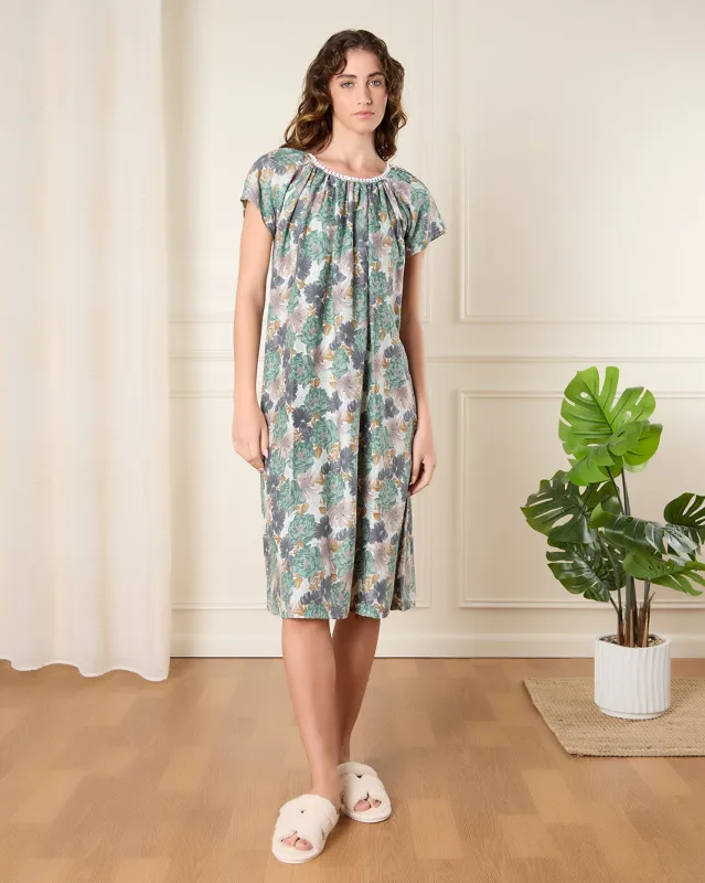 Women Multicolour Printed Nightgown sold by Redtag