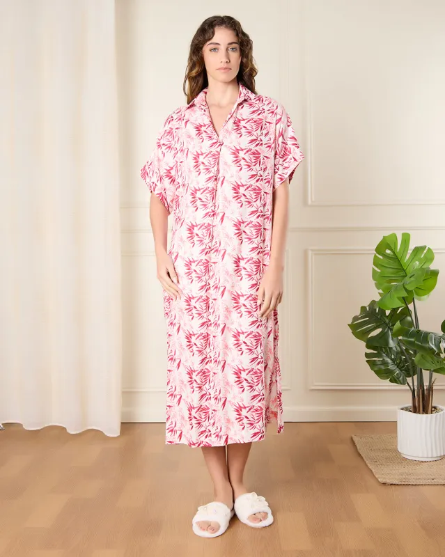 Women White And Red Printed Nightgown sold by Redtag