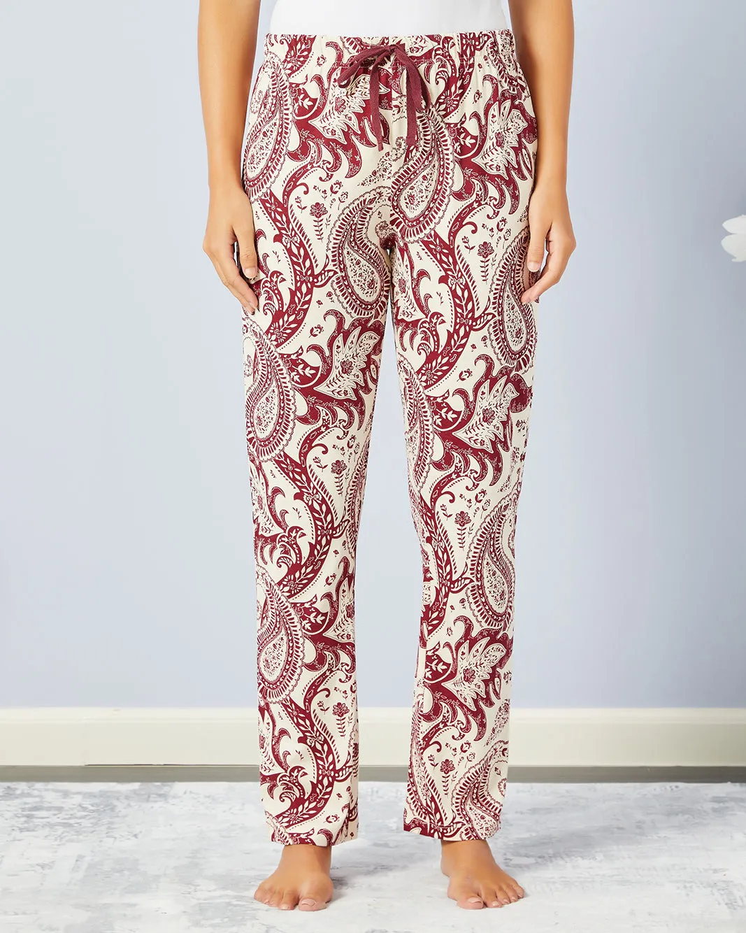 Women Red And Beige Printed Pyjama Set (2 Piece) sold by Redtag product image thumbnail 3