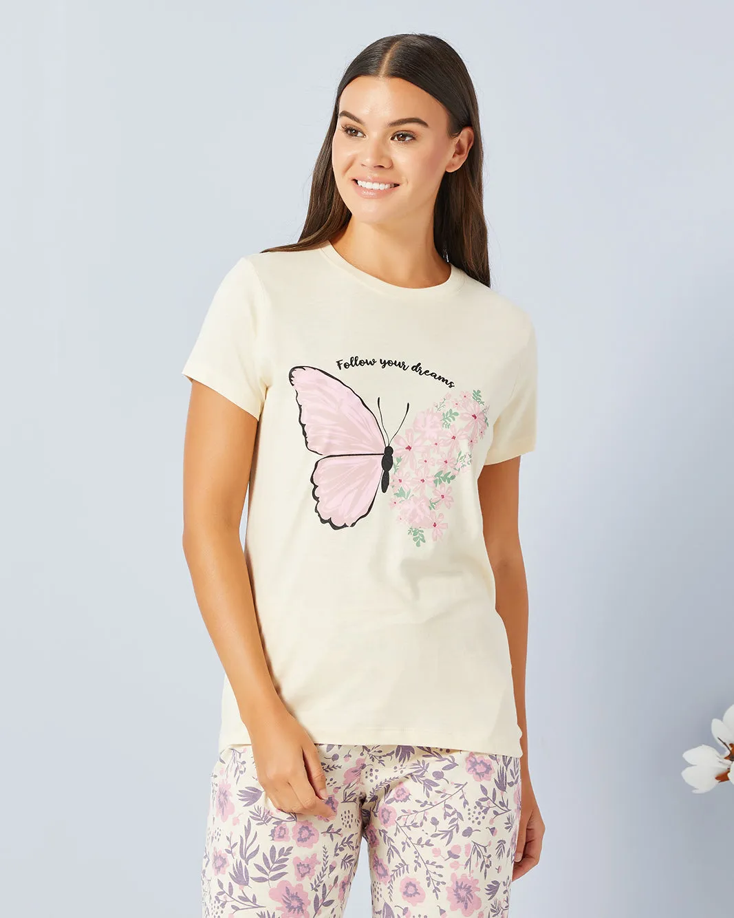 Women Beige Printed Pyjama Set (2 Piece) sold by Redtag product image thumbnail 2