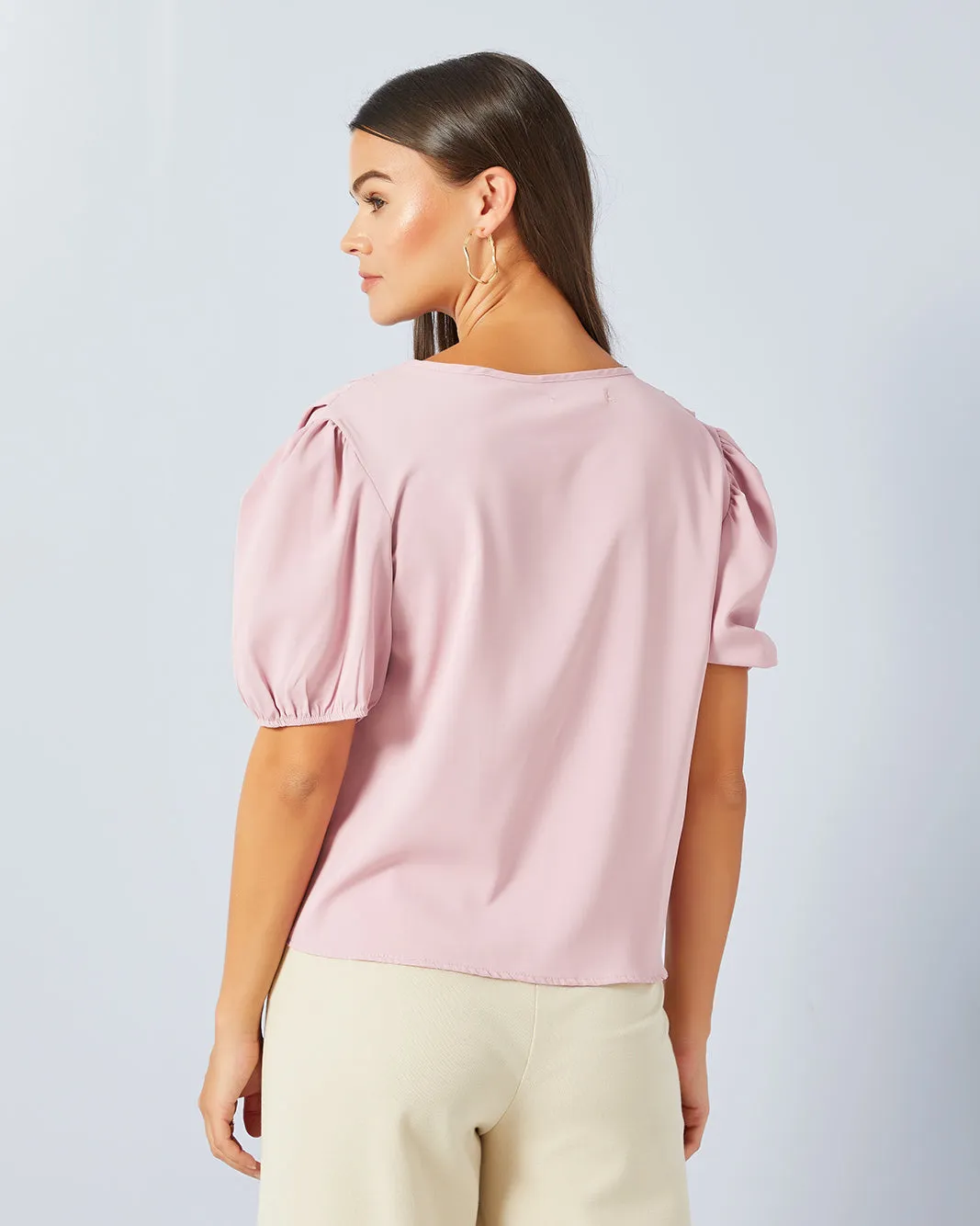 Women Pink Front Tie Casual Blouse sold by Redtag product image thumbnail 3