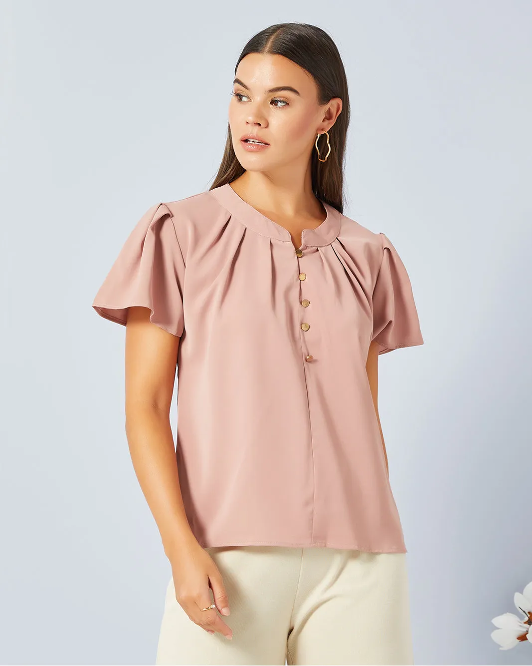 Women Pink Solid Casual Blouse sold by Redtag