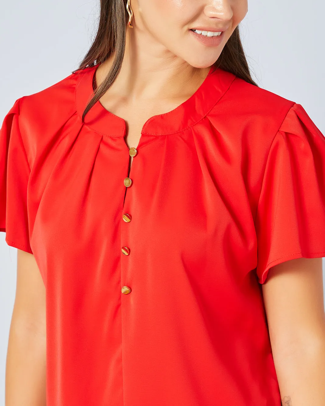 Women Red Solid Casual Blouse sold by Redtag product image thumbnail 4