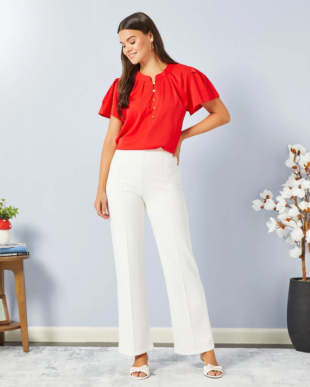 Women Red Solid Casual Blouse sold by Redtag product image thumbnail 2