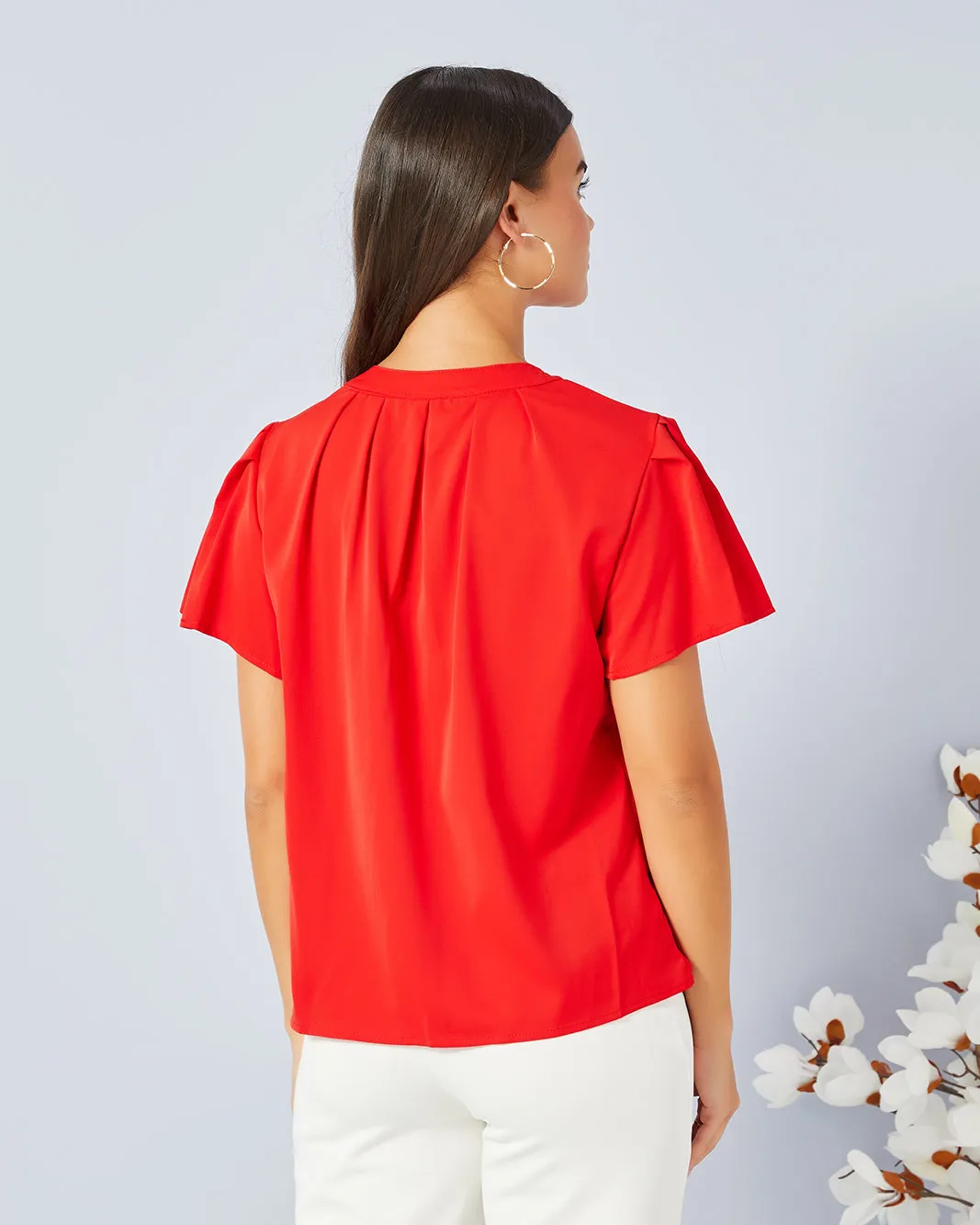 Women Red Solid Casual Blouse sold by Redtag product image thumbnail 3