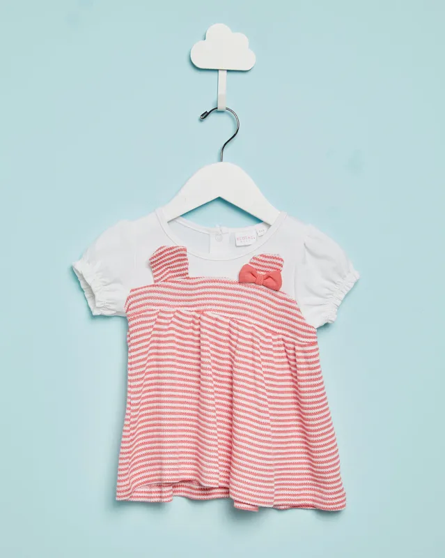 Infant Girls White And Pink Striped Blouse sold by Redtag