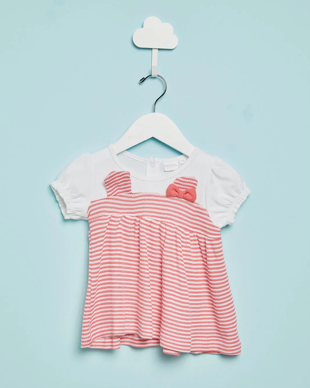 Infant Girls White And Pink Striped Blouse sold by Redtag