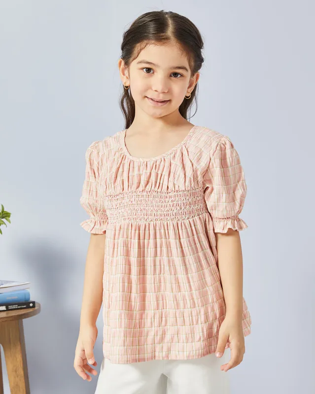 Girls Pink Woven Top sold by Redtag
