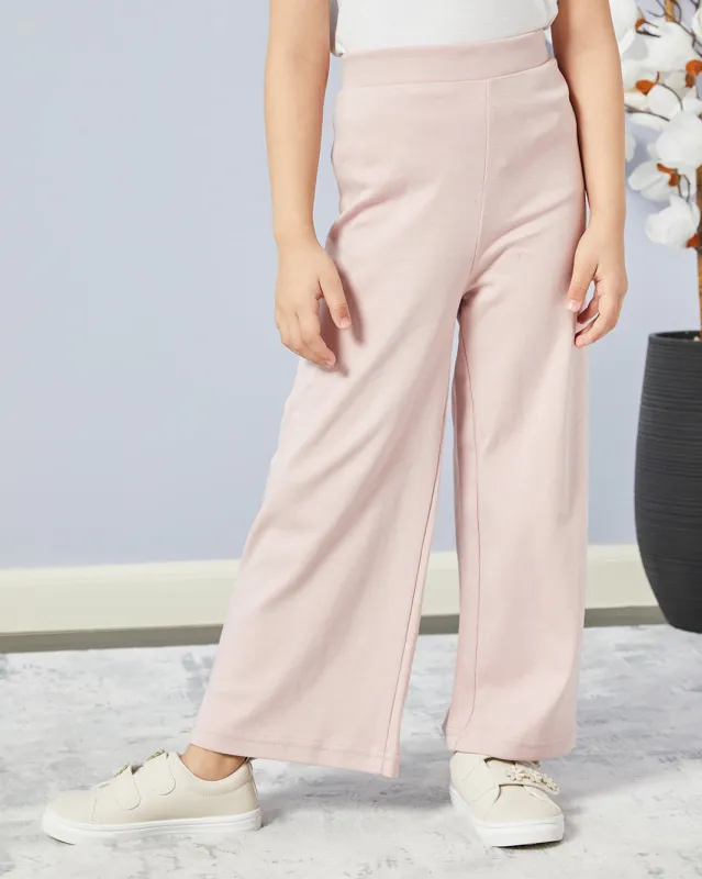 Girls Pink Solid Wide Leg Pants sold by Redtag