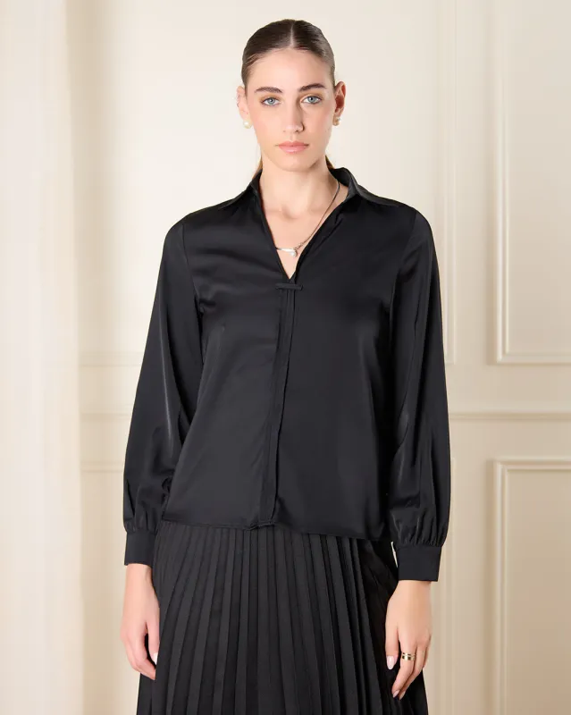 Women Black Collared Casual Blouse sold by Redtag