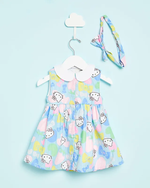 Infant Girls Blue Hello Kitty Print Dress And Headband (2 Piece) sold by Redtag