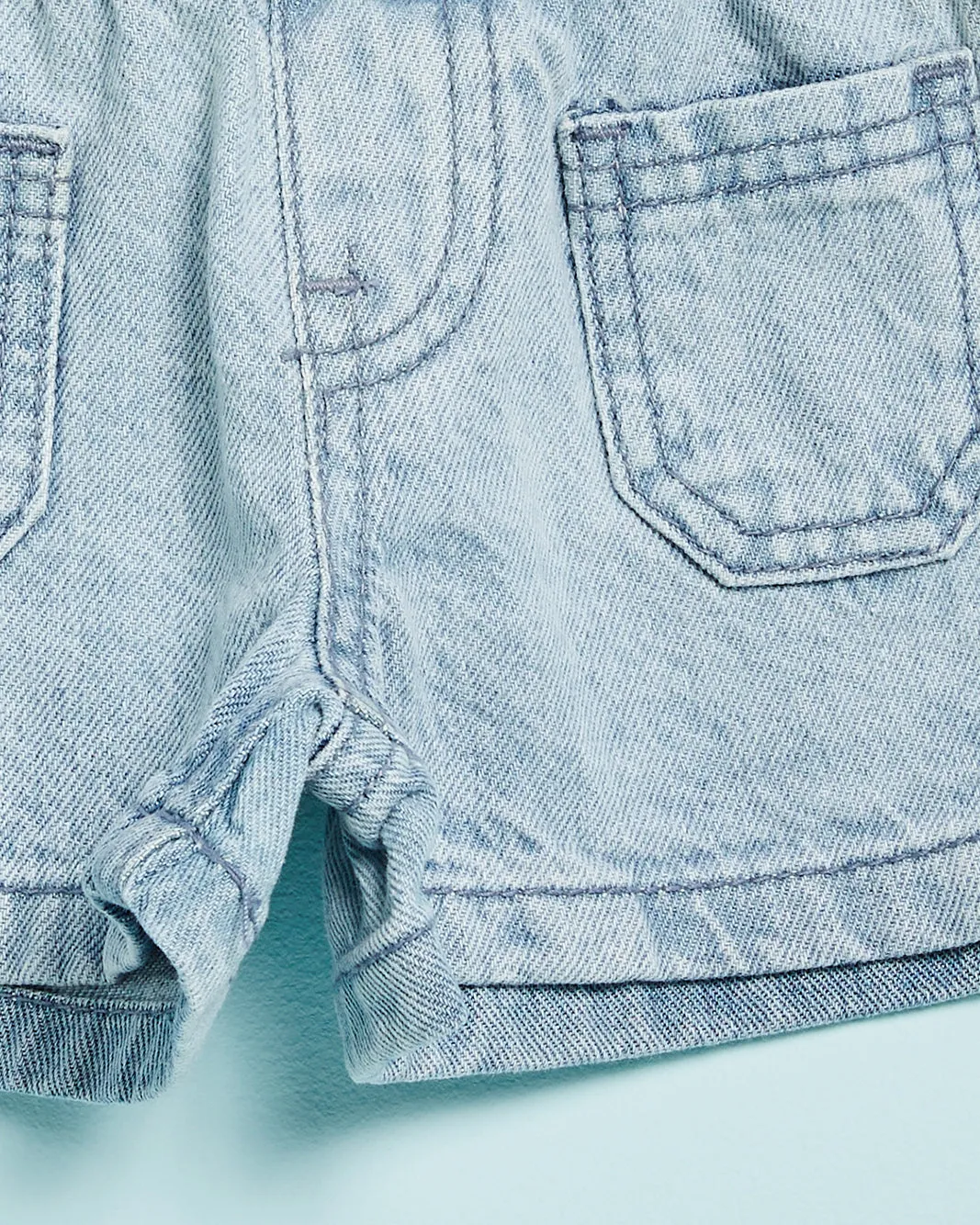 Infant Girls Blue Denim Pull On Shorts With Patch Pocket sold by Redtag product image thumbnail 3