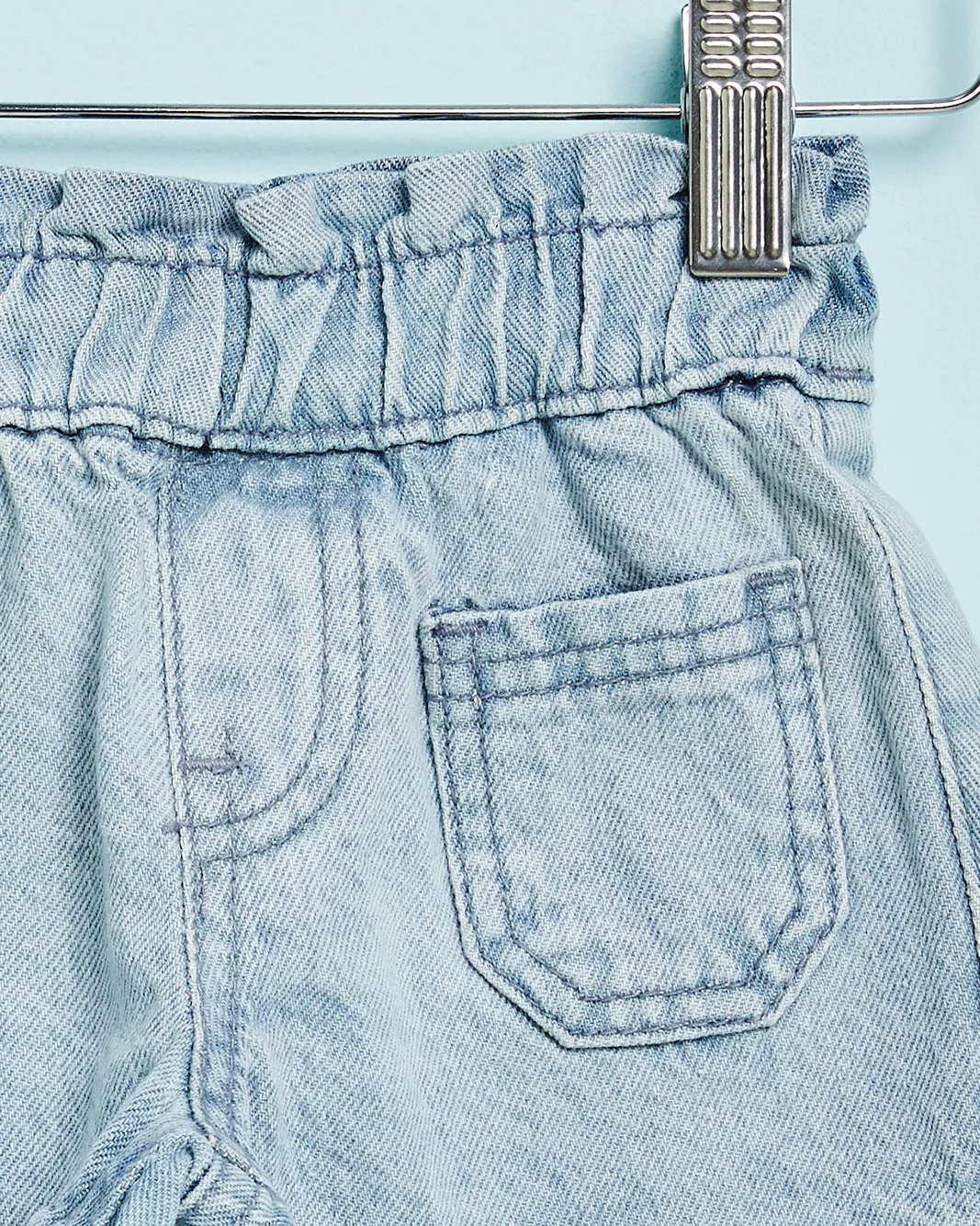 Infant Girls Blue Denim Pull On Shorts With Patch Pocket sold by Redtag product image thumbnail 2