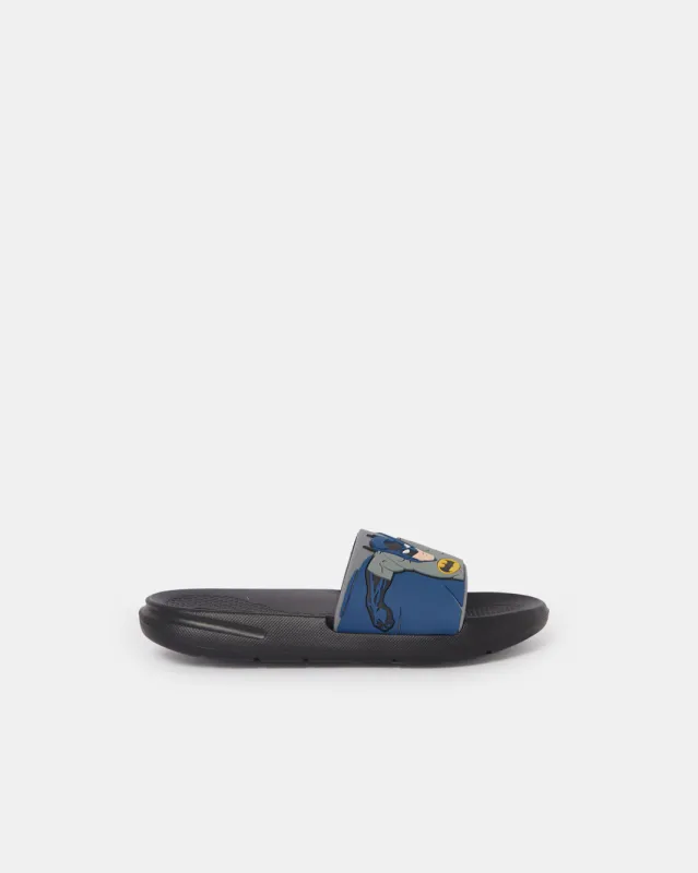 Boys Black Batman Embossed Slide sold by Redtag