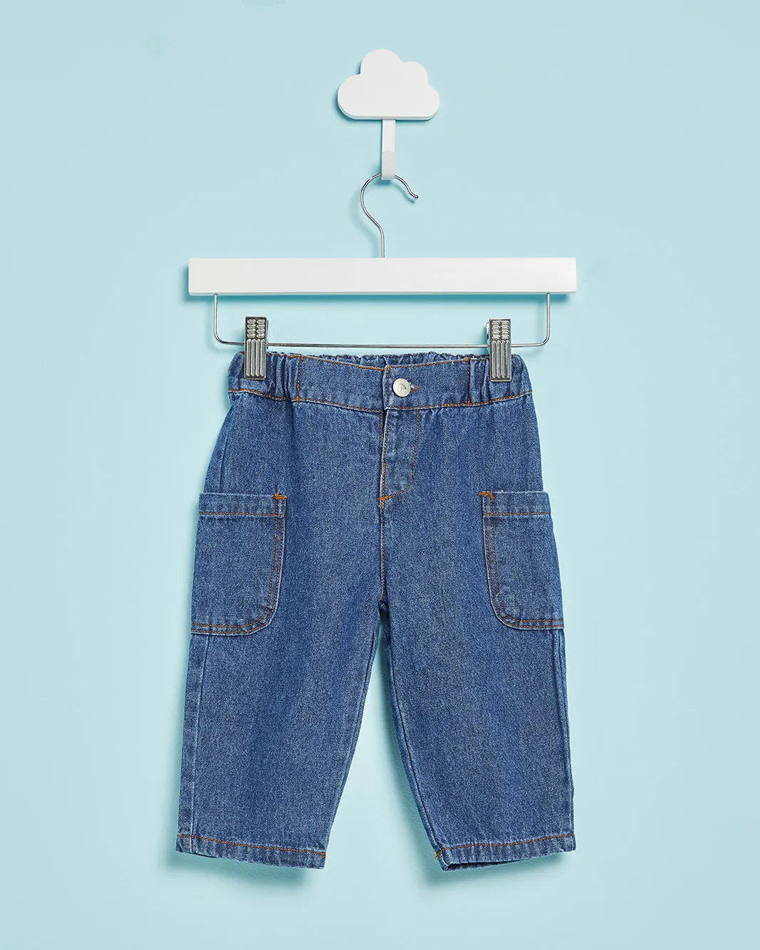 Infant Girls Navy Baggy Denim Jeans sold by Redtag