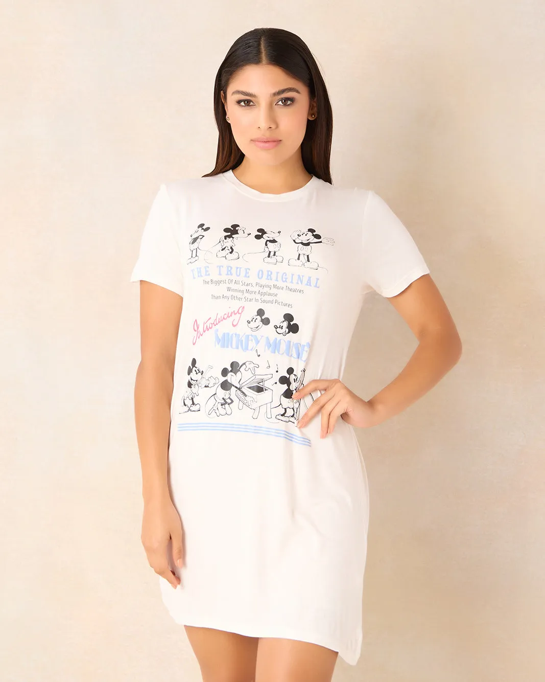 Women White Mickey Mouse Print Nightshirt sold by Redtag