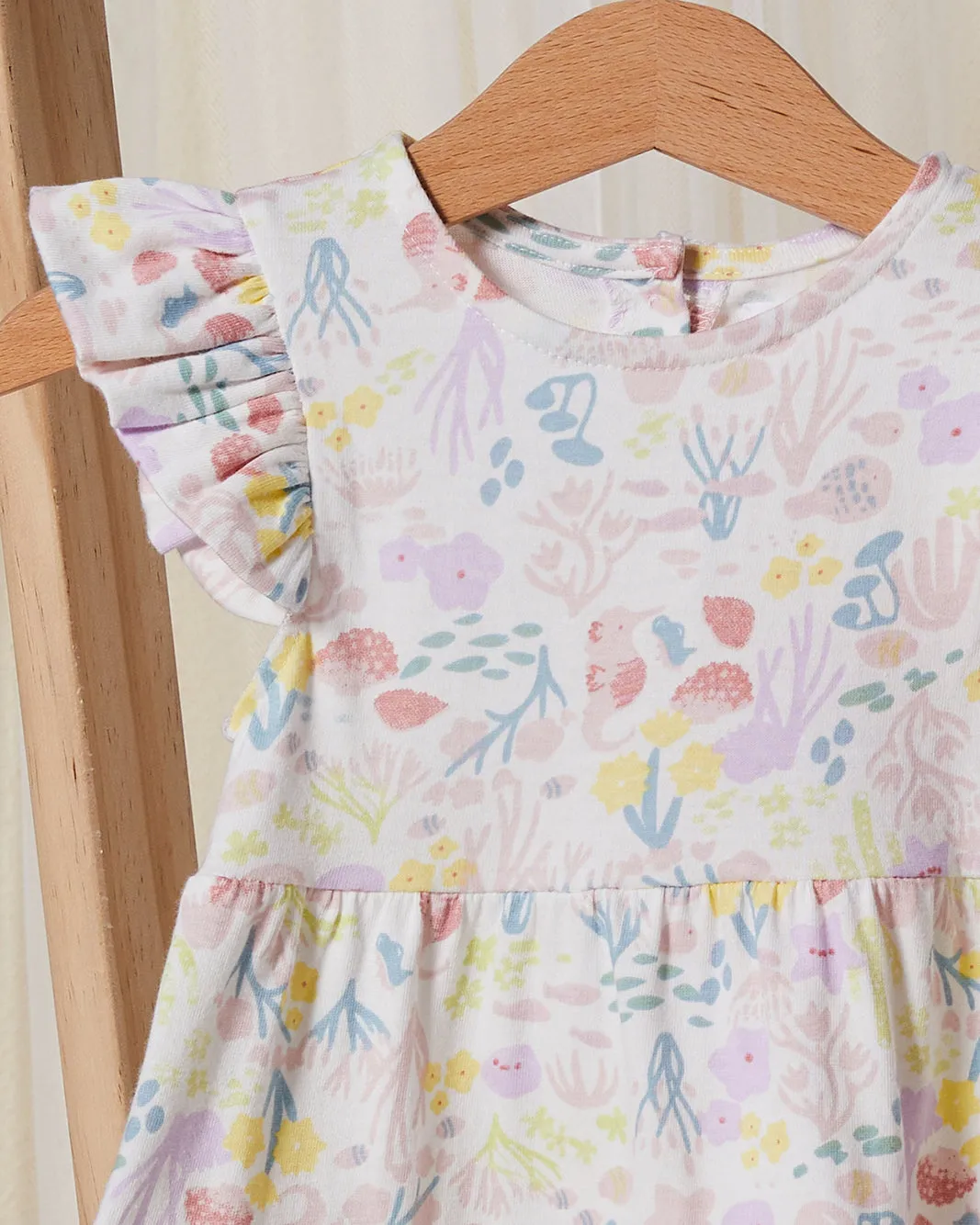 Infant Girls White Tiered Dress With Sea Print sold by Redtag product image thumbnail 2