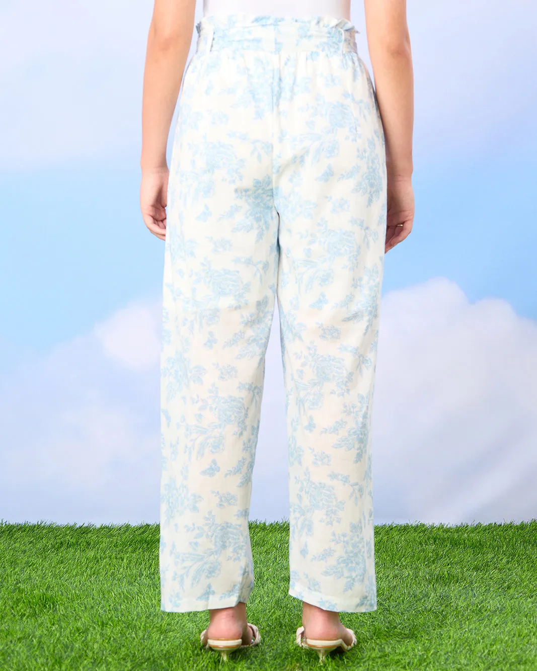 Senior Girls White And Blue Printed Pants sold by Redtag product image thumbnail 3