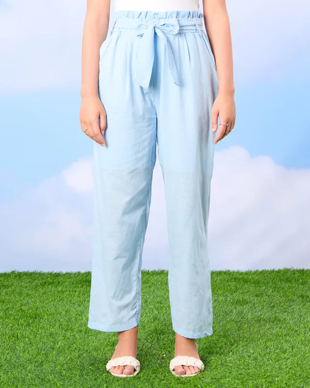 Senior Girls Blue Tapered Pants sold by Redtag