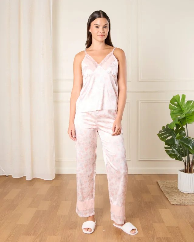 Women White Printed Satin & Lace Cami Set (2 Piece) sold by Redtag