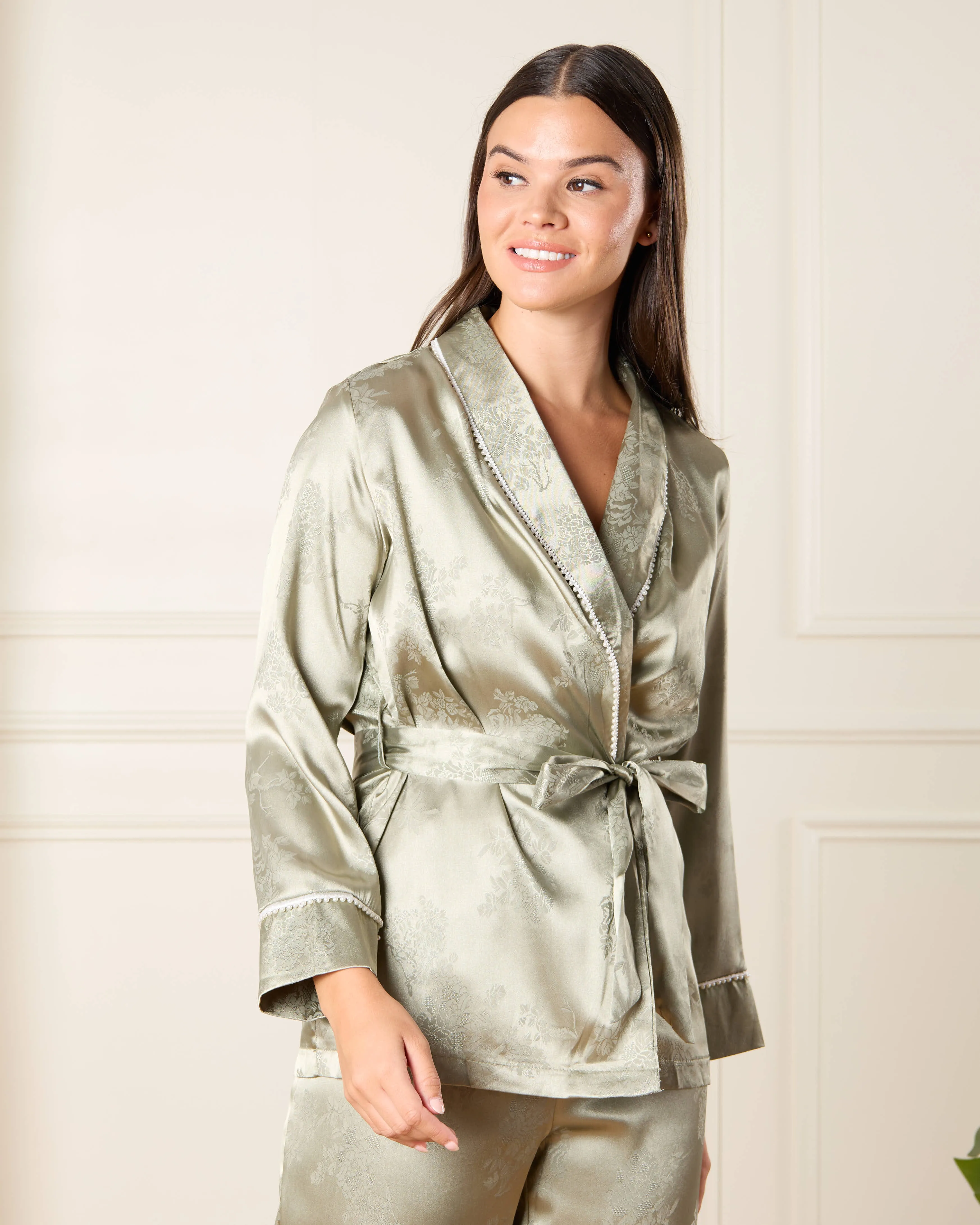 Women Ivory Beaded Satin Robe Set (3 Piece) sold by Redtag product image thumbnail 2