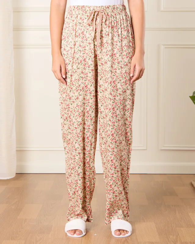 Women Pink Floral Print Pyjama Bottoms sold by Redtag